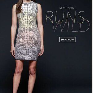 NWT M Missoni Multicolor Crocodile Pattern Sleeveless Mini Dress  XS -S